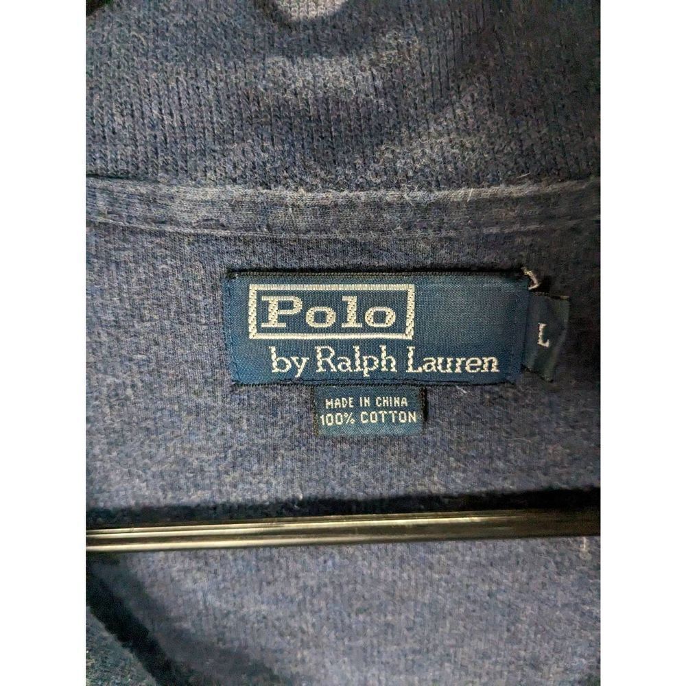 Polo by Ralph Lauren Quarter Zip 100% Cotton Pullover Sweater Navy L Large Mens - Picture 4 of 7